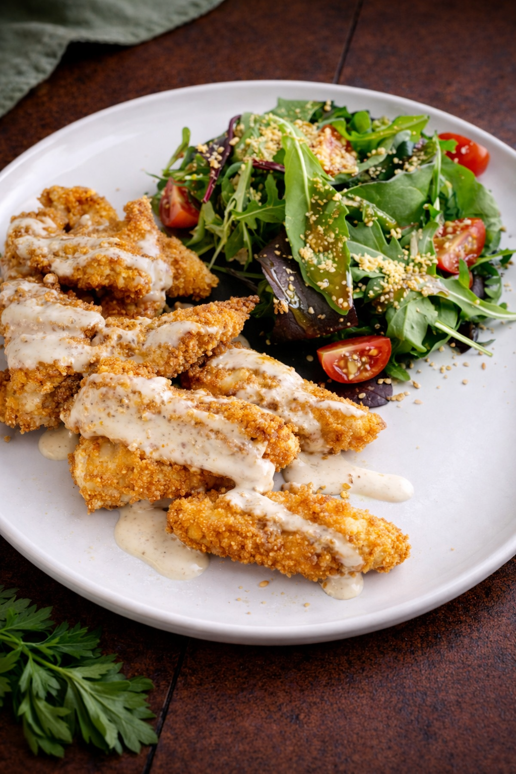 Стрипсы куриные в ореховом соусе