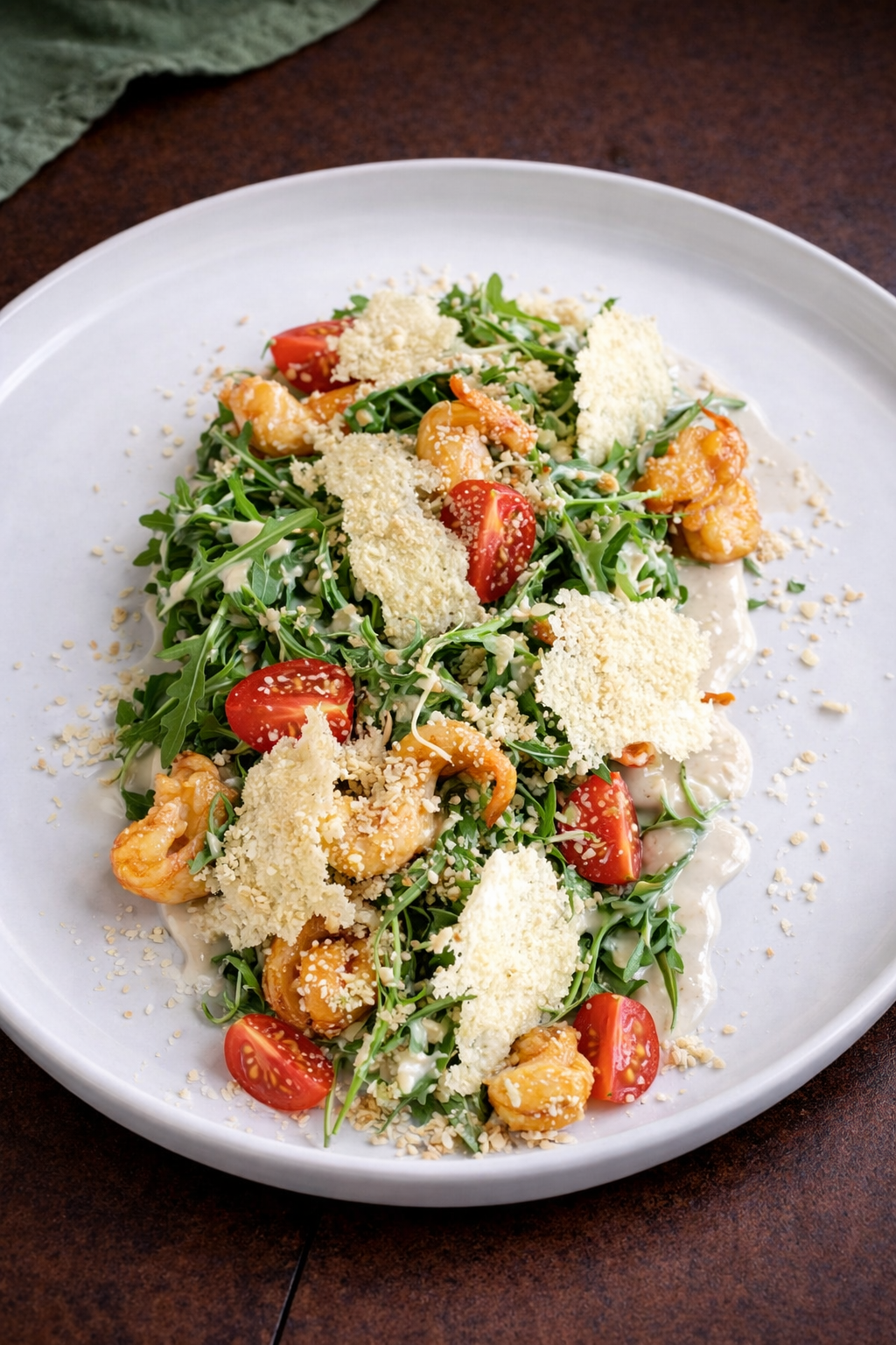 Салат Рукола-Креветка с пармезаном крокант